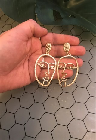 LARGE ABSTRACT FACE EARRINGS