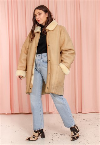 VINTAGE 80S PREMIUM LEATHER JACKET WITH SHEARLING LINING