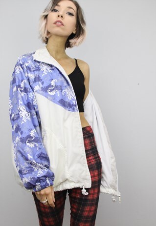 VINTAGE 80S/90S OVERSIZED PATTERNED SHELL SUIT JACKET