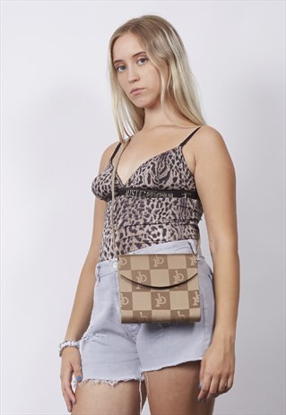 VINTAGE 90'S ROCCOBAROCCO LOGO PRINT BEIGE CROSS BODY BAG