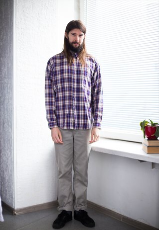 VINTAGE 80'S CHECKED COTTON SHIRT