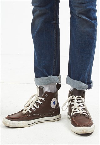 VINTAGE BROWN CONVERSE LEATHER HI-TOPS TRAINERS