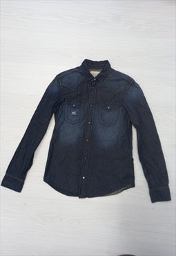 Y2K Diesel Denim Shirt Navy Blue Button-Up