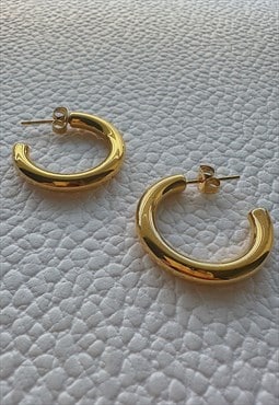 ELIXIR. Gold Thick Chunky Hoop Earrings