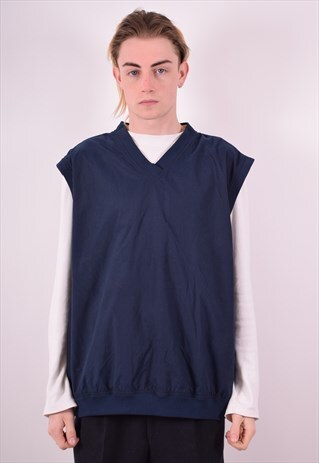 REEBOK MENS VINTAGE SLEEVELESS TOP XL NAVY BLUE 90S