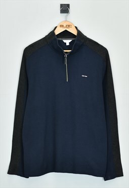 Vintage Calvin Klein Quarter Zip Sweatshirt Blue Large