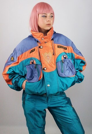 DESCENTE VINTAGE 80'S ULTRA RARE SKI-SUIT SKI JACKET PANT