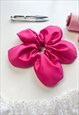 FUCHSIA SATIN OVERSIZE FLOWER SCRUNCHIE