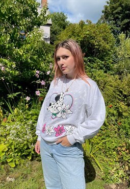 Vintage Cute Puppy Flower Graphic Sweatshirt