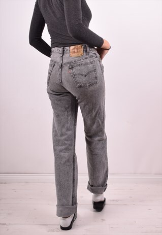 LEVI'S 501 WOMENS VINTAGE JEANS W29 L36 GREY 90S