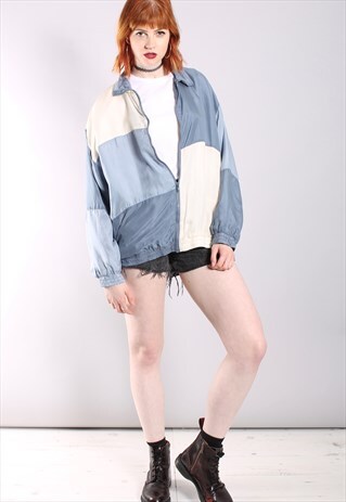 VINTAGE 90S SILK PATCHWORK OVERSIZE SHELL JACKET