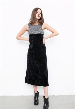 BLACK VELVET MAXI DRESS