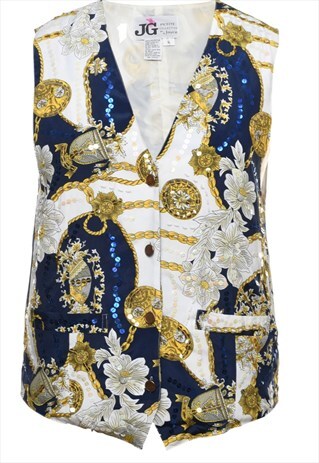 VINTAGE FLORAL PATTERN WAISTCOAT - M