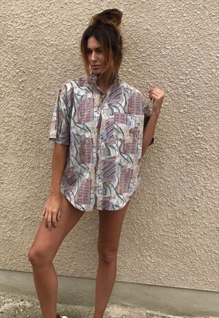 PATTERNED OVERSIZED RETRO VINTAGE UNISEX FESTIVAL SHI