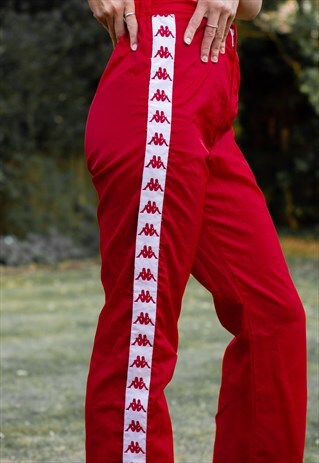 VINTAGE 90'S KAPPA FULL TRACKSUIT BOTTOMS IN RED AND WHITE