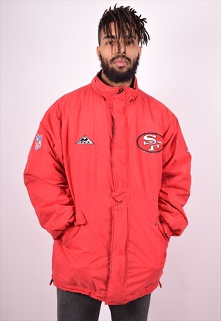 NFL PRO LINE MENS VINTAGE SF PADDED JACKET LARGE RED 90'S