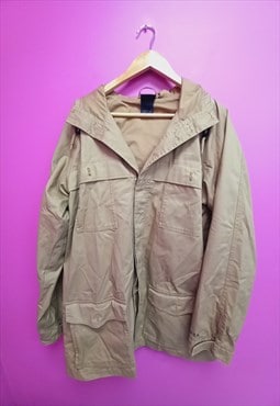 Tan Brown Jacket Hooded Button Up
