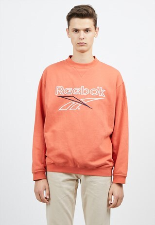 VINTAGE ORANGE REEBOK CREW NECK PULLOVER SWEATSHIRT