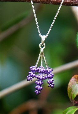 Lavender Purple Flower Pendant Necklace