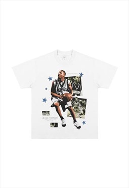 White Allen Iverson Graphic fans T shirt tee