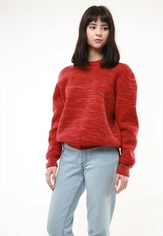 90S VINTAGE WOOL RED COZY ICEBERG KNITWEAR JUMPER 447
