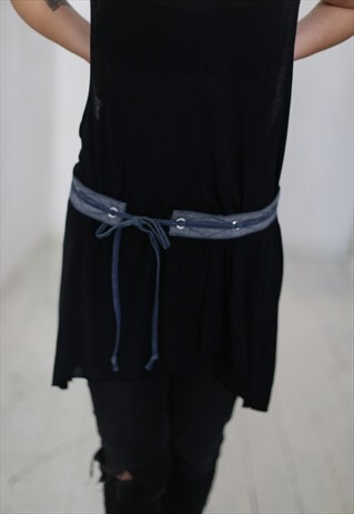 VINTAGE 80'S DENIM BELT WITH METAL DETAILS