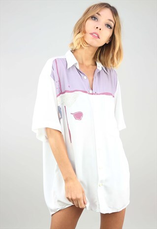 VINTAGE OVERSIZED SHORT SLEEVE PATTERNED SHIRT