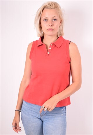 FILA WOMENS VINTAGE POLO SHIRT MEDIUM RED 90S