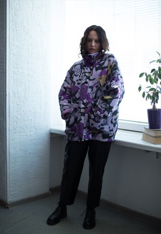VINTAGE 80'S PURPLE ABSTRACT PRINT PARKA
