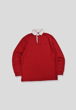 Vintage 90s Polo Ralph Lauren Rugby Polo Shirt in Red