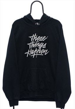 Retro These Things Happen Graphic Black Hoodie Womens