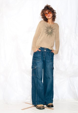 Vintage 90s Wide-leg Jeans in Blue Cargo