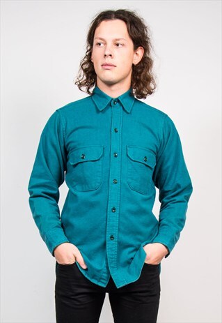 VINTAGE 90'S TURQUOISE WOOLRICH THICK FLANNEL SHIRT