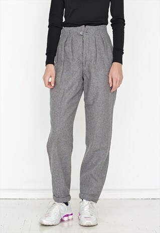 VINTAGE GREY HIGH WAISTED RETRO TROUSERS