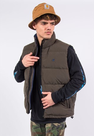 VINTAGE CHAMPION PUFFER BODYWARMER GILET VEST JACKET