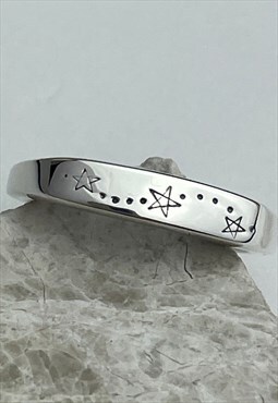 Silver Stars Signet Ring, Celestial 925 Sterling Jewellery