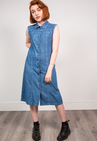VINTAGE 90'S DENIM MIDI DRESS