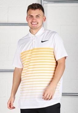 Vintage Nike Polo Shirt in White Short Sleeve Tee Large
