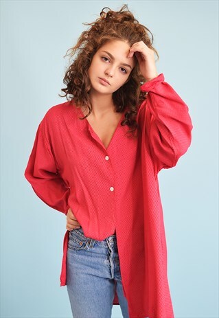 80'S RETRO POLKA DOT PRINT LOOSE-FITTED MOMS BLOUSE TOP