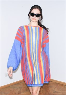 Vintage 90s striped oversized jumper in multi color