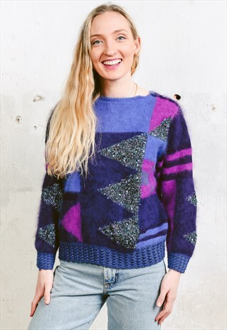 VINTAGE 80S GEOMETRIC PRINT SWEATER