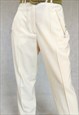 VINTAGE CREAM PANTS, RETRO IVORY SLACKS, 1980S TROUSERS, 