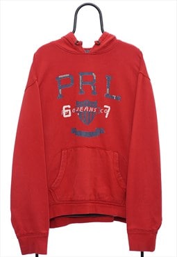 Vintage Polo Jeans Graphic Red Hoodie Mens