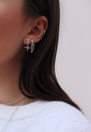 SILVER SHINING STAR EARRINGS