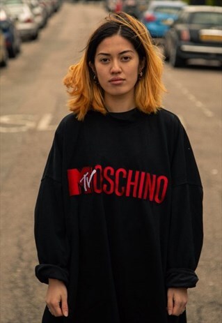 MTV MOSCHINO X H&M DRESS SWEATSHIRT IN BLACK