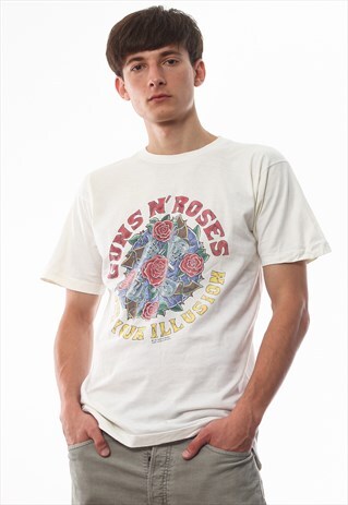 VINTAGE GUNS N ROSES 1991 ROCK BAND TEE 90S WHITE