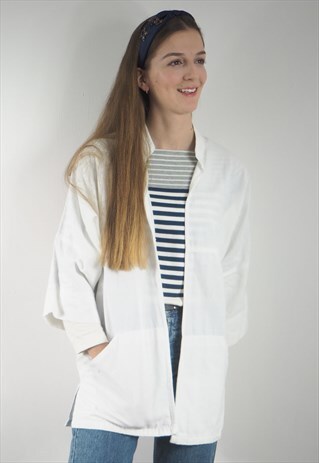 VINTAGE WHITE COTTON KIMONO JACKET