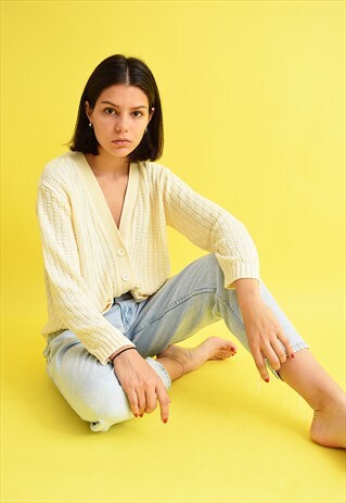 80'S RETRO MINIMALIST OVERSIZED MOM'S KNITTED CARDIGAN