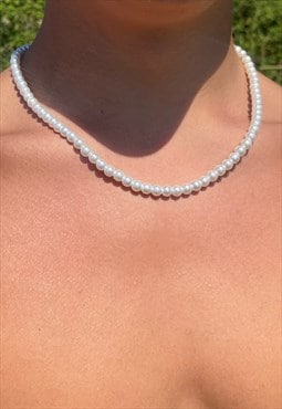 Mens Faux Pearl Necklace 6mm