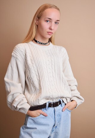 90'S RETRO MINIMALIST OVERSIZED KNIT NEUTRAL DADS JUMPER TOP